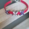 Bracelet enfant rose fluo et fleurs émaillées