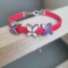 Bracelet enfant rose fluo et fleurs émaillées