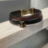 Bracelet enfant en cuir bronze et noir, ancre bronze