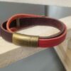 Bracelet homme cuir souple marron et rouge