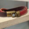 Bracelet homme cuir souple marron et rouge