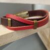 Bracelet homme cuir souple marron et rouge