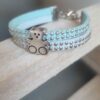 Bracelet enfant en suédine bleue et argentée et son ourson