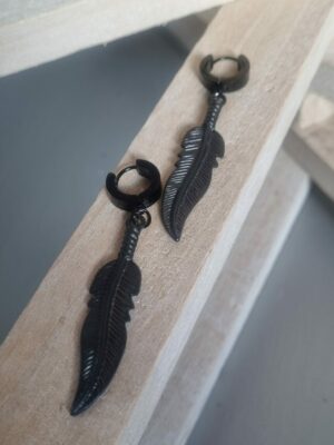 Boucles d'oreille plume noire