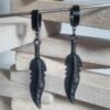 Boucles d'oreille plume noire