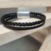 Bracelet homme cuir noir trois cuirs différents