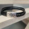 Bracelet homme cuir noir trois cuirs différents