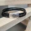 Bracelet homme cuir noir trois cuirs différents