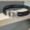 Bracelet homme cuir noir trois cuirs différents