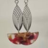 Boucles d'oreille femme estampe argentée et demi lune en acétate