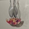 Boucles d'oreille femme estampe argentée et demi lune en acétate