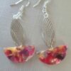 Boucles d'oreille femme estampe argentée et demi lune en acétate
