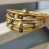 Bracelet femme en cuir rond 2mm dorés et perles