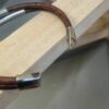 Bracelet homme cuir rond marron et tubes acier