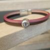 Bracelet femme cuir rose et bronze passant Swarovski