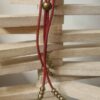 Collier femme sautoir en cuir rouge et perles bronze