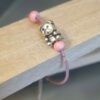 Bracelet enfant cuir rose et ourson