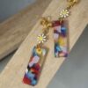 Boucle d'oreille femme marguerite et pendentif acétate