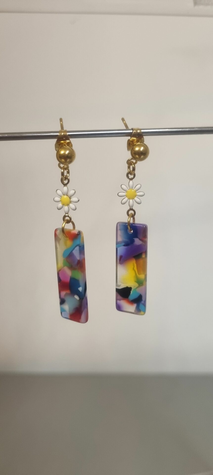 Boucle d'oreille femme marguerite et pendentif acétate