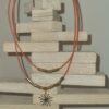 Collier femme en cuir rond orange double tour et etincelle