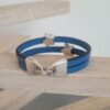 Bracelet enfant en cuir bleu et étoiles argentées