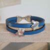 Bracelet enfant en cuir bleu et étoiles argentées