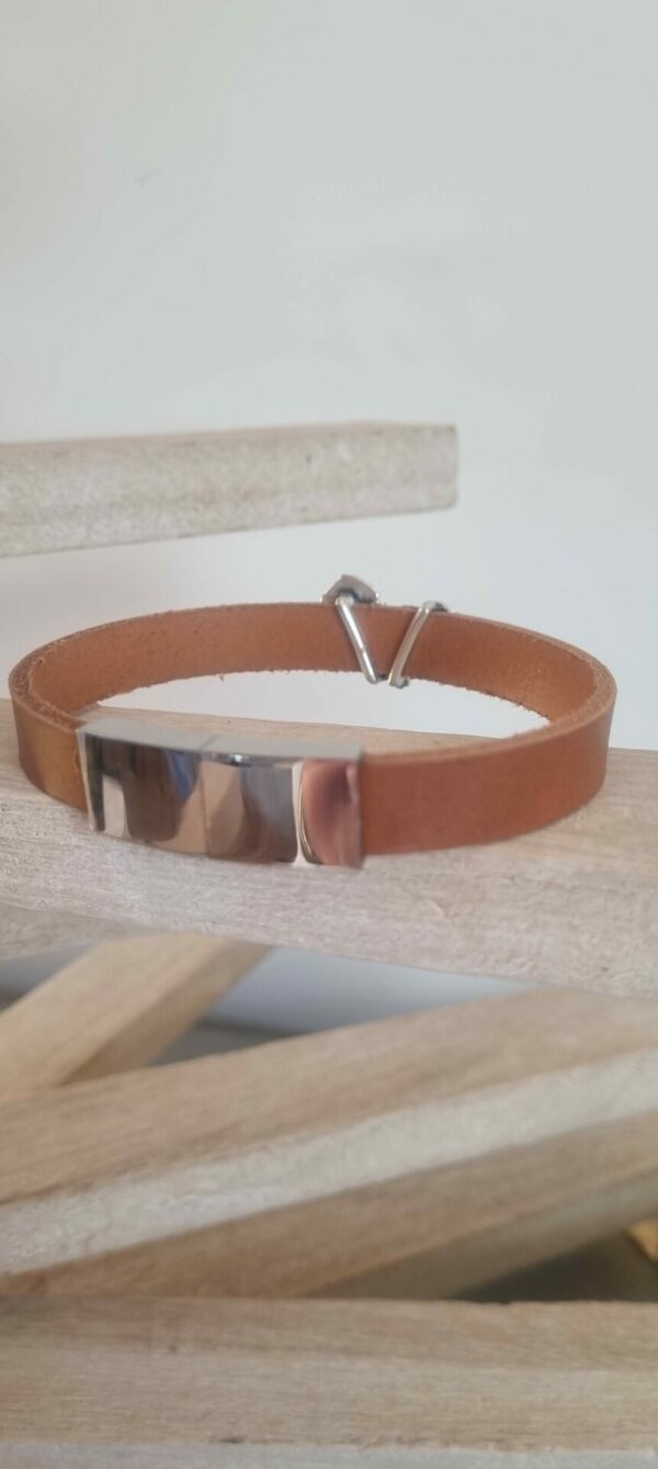 4CUI39A Bracelet homme en cuir nautique marron et passant cheval