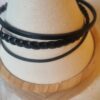 Bracelet homme en cuir noir plat, tressé et rond