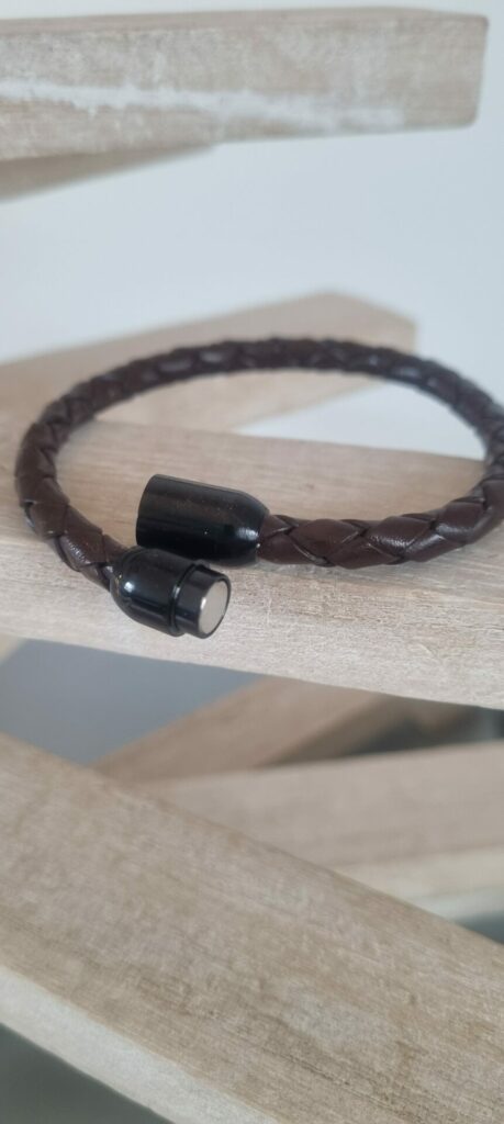 Bracelet homme en cuir tressé marron