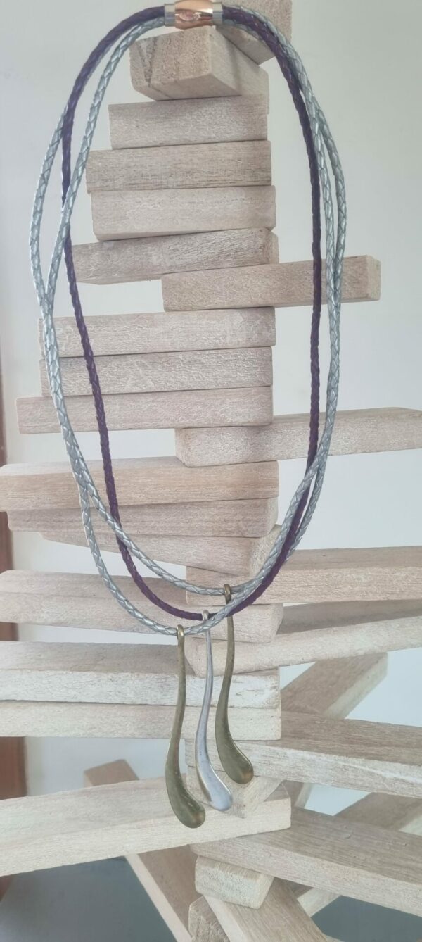 4COL23VI Collier femme trois rangs et pendentifs gouttes