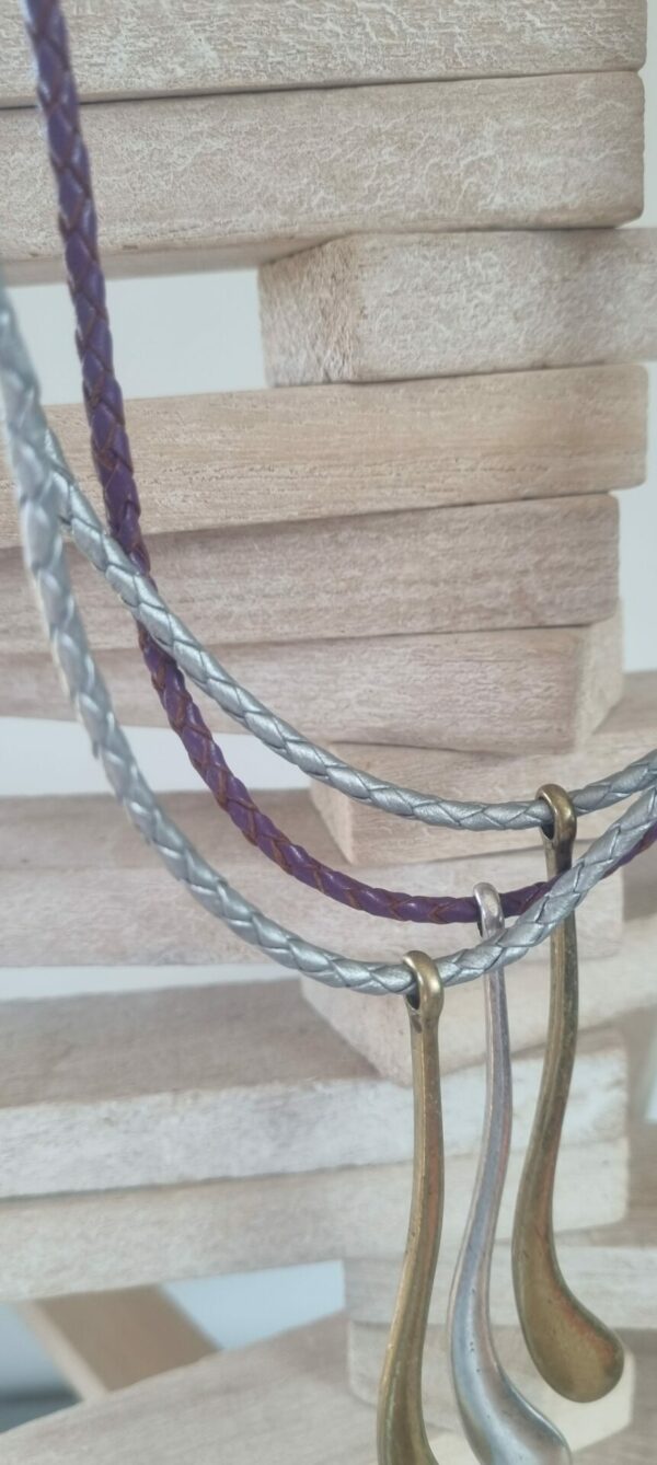 4COL23VIA Collier femme trois rangs et pendentifs gouttes