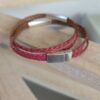 Bracelet femme double tour tressé rose