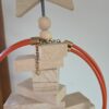 Collier femme en cuir rond orange et pendentif éllipse