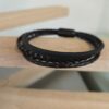 Bracelet homme en cuir rond et plat noir
