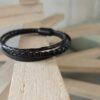 Bracelet homme en cuir rond et plat noir