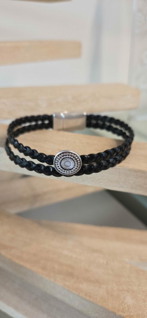 Bracelet homme en cuir tressé noir