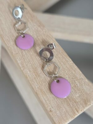 Boucles d'oreilles femme sequin métallisé rose