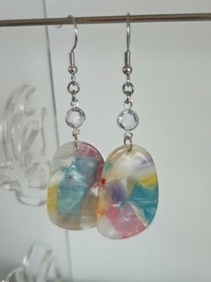 Boucles d'oreilles femme pendentif en acétate multi couleurs