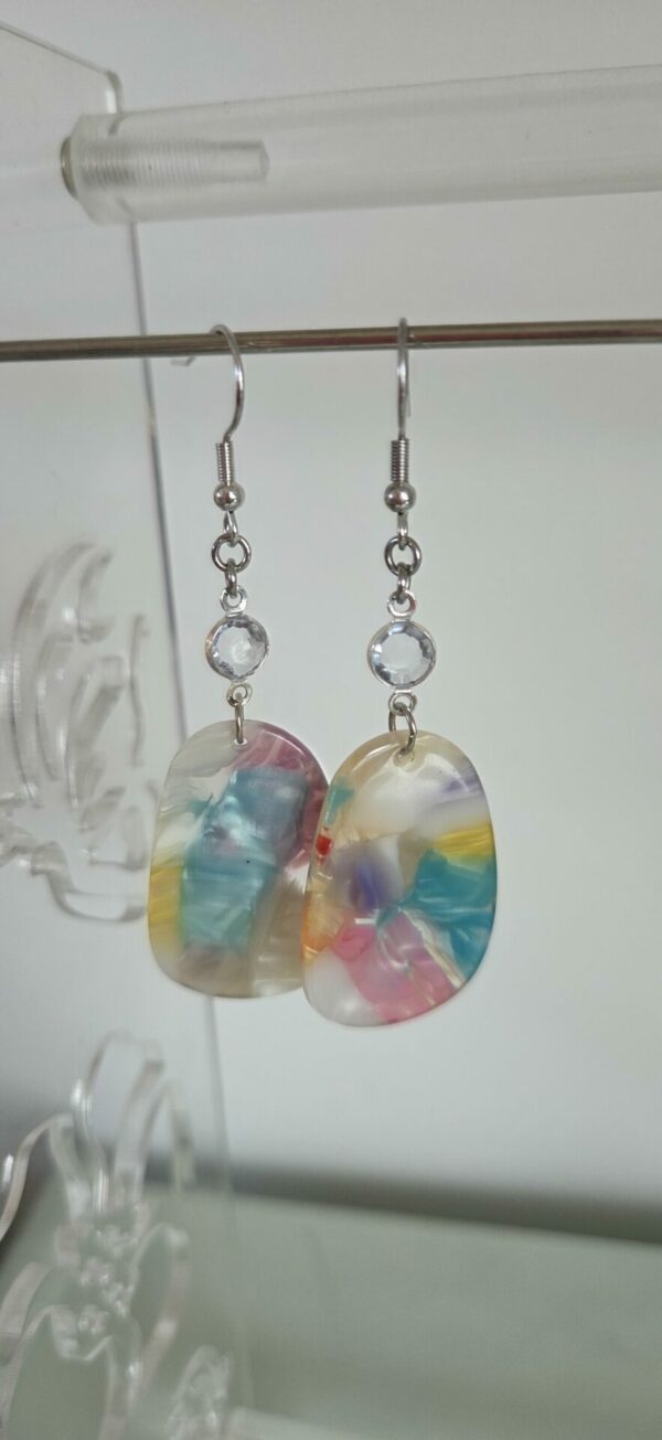 Boucles d'oreilles femme pendentif en acétate multi couleurs