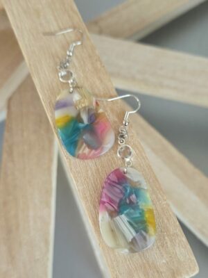 Boucles d'oreilles femme pendentif en acétate multi couleurs