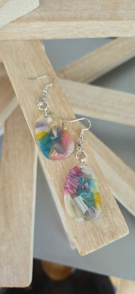 Boucles d'oreilles femme pendentif en acétate multi couleurs