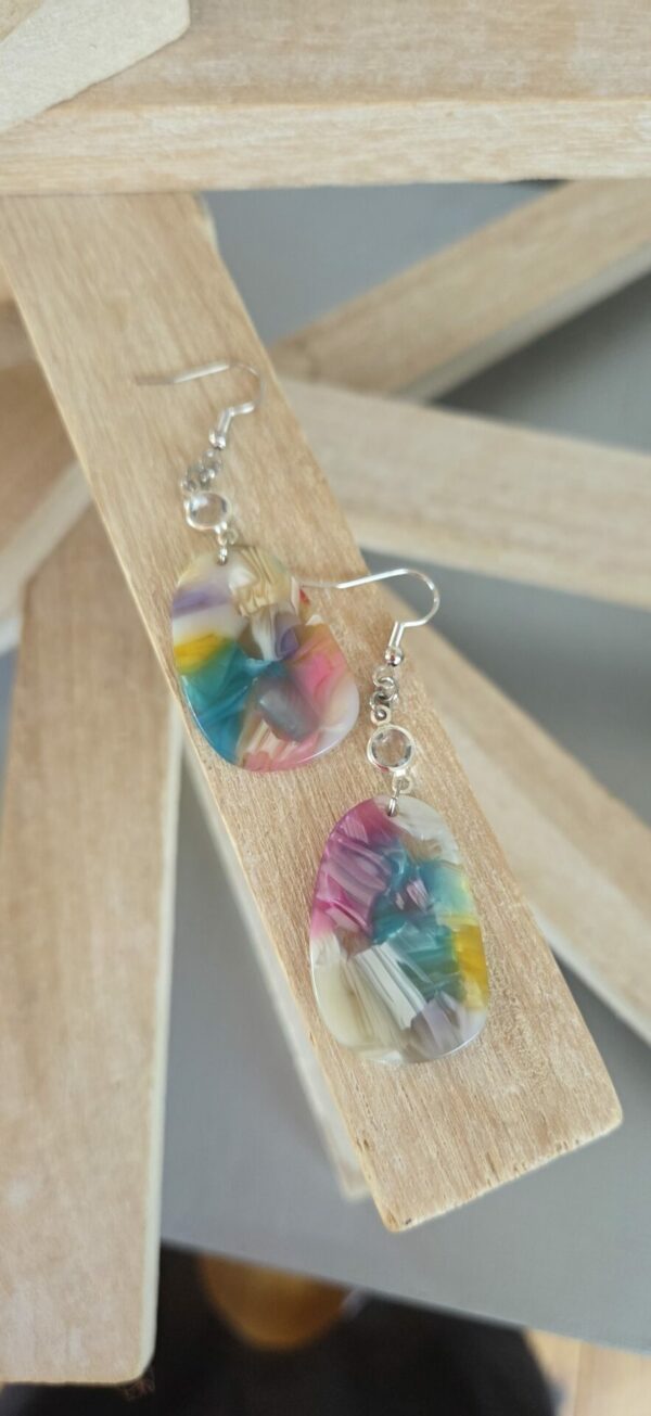 Boucles d'oreilles femme pendentif en acétate multi couleurs