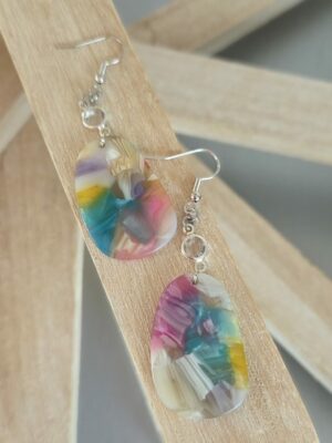 Boucles d'oreilles femme pendentif en acétate multi couleurs