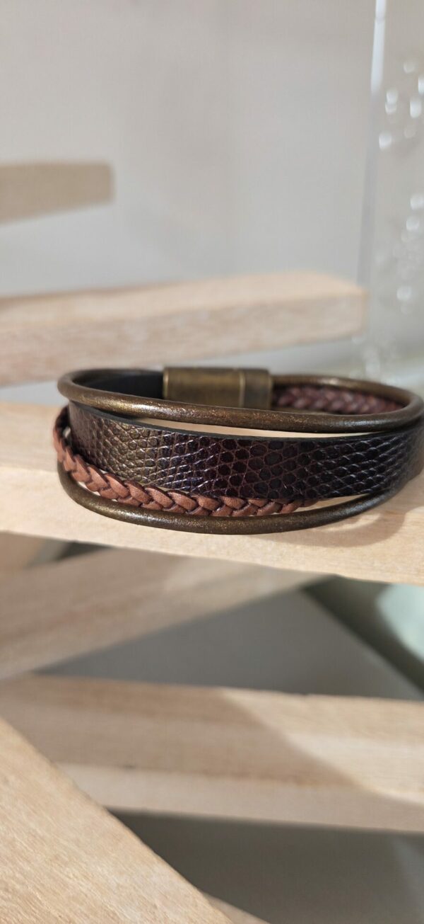 Bracelet homme multi cuir marron