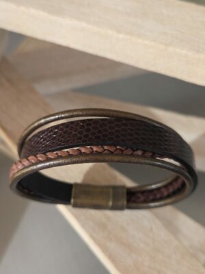 Bracelet homme multi cuir marron