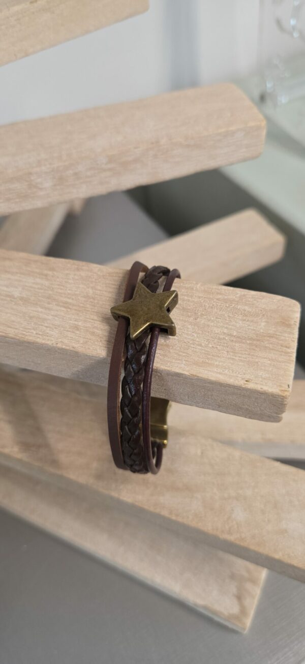 Bracelet Homme Multi-Cuirs marron et passants bronze