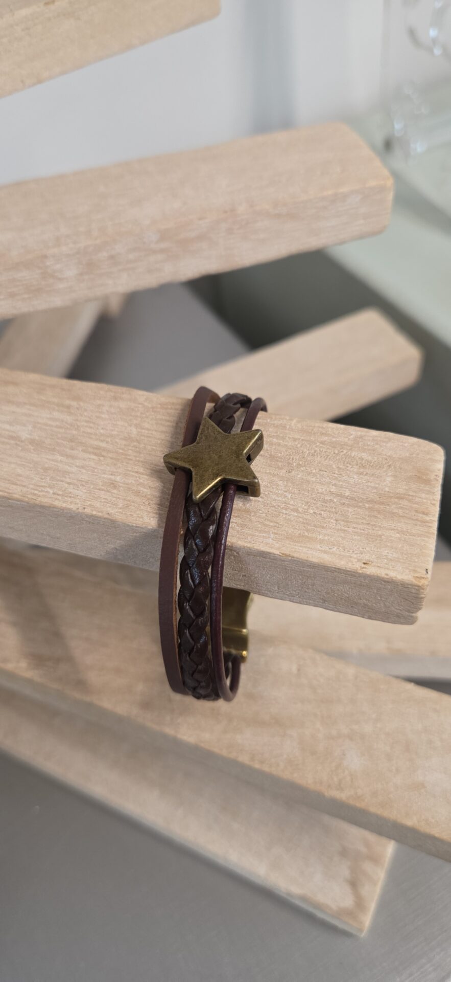 Bracelet Homme Multi-Cuirs marron et passants bronze