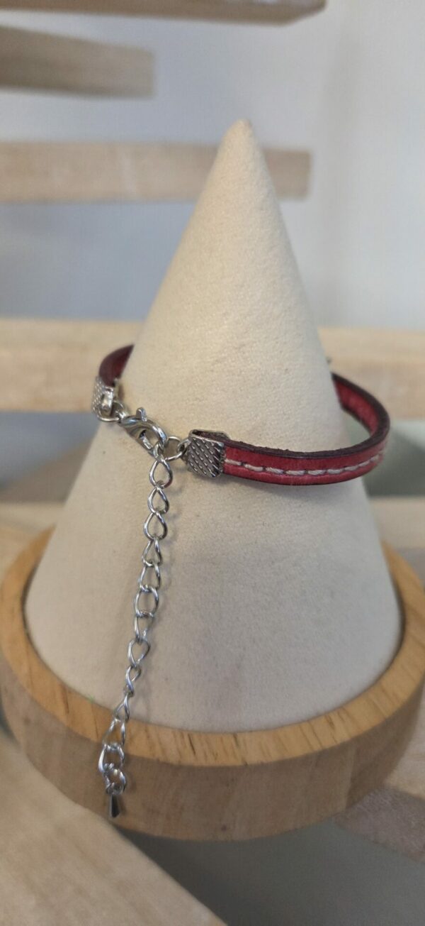 Bracelet enfant en cuir rose et soleil argenté