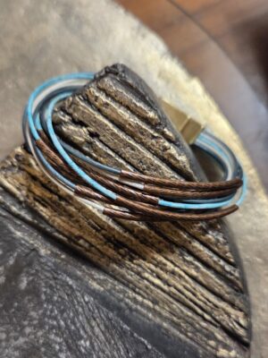 Bracelet femme cuirs ronds 1mm et tubes cuivre