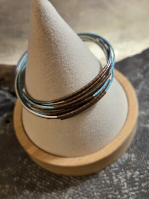 Bracelet femme cuirs ronds 1mm et tubes cuivre